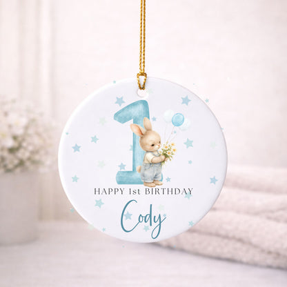 First Birthday Boy Bunny Ornament