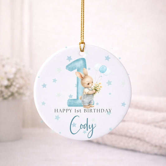 First Birthday Boy Bunny Ornament