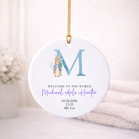 New Baby boy Initial Ornament